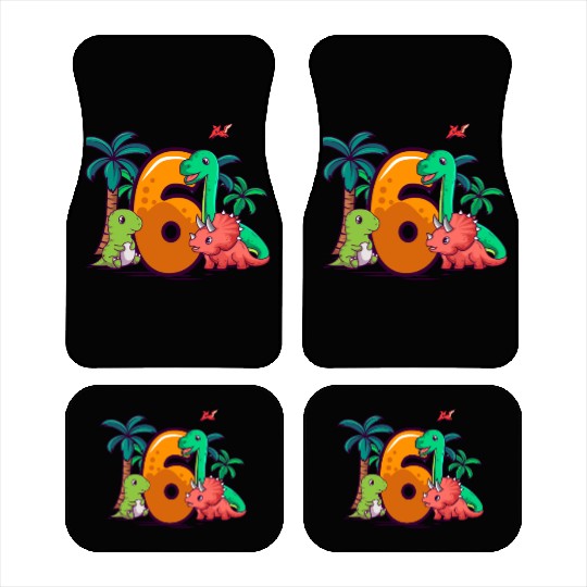 6th Birthday Trex Triceratops Dinosaur 6 Year Car Mats