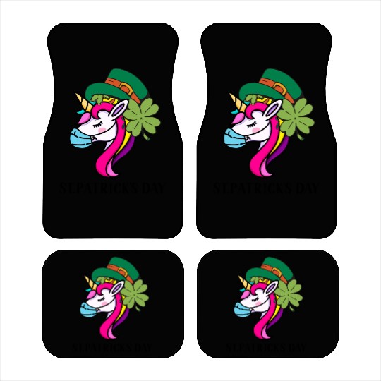 Toddler Girls St Patricks Day Rainbow Unicorn Face Car Mats