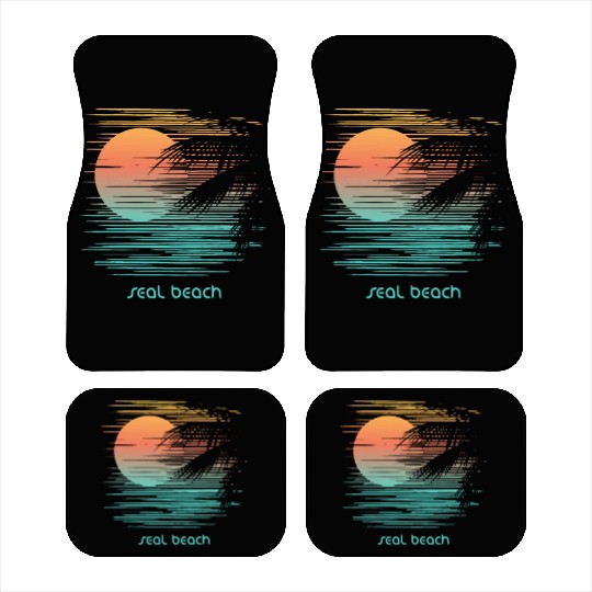 Artistic Seal Beach California Palm Tree Vacation Car Mats