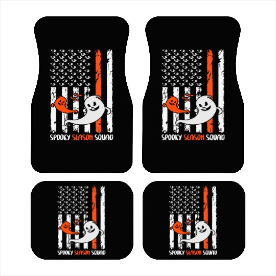 Groovy Halloween Spooky Season Squad US Flag Car Mats