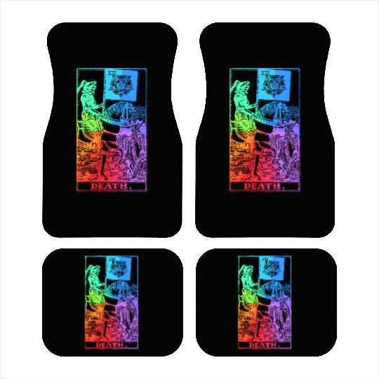 Death Tarot Card Psychic Occult Pagan Witch Rainbo Car Mats