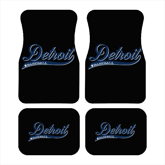 Vintage Detroit Script Baseball Car Mats