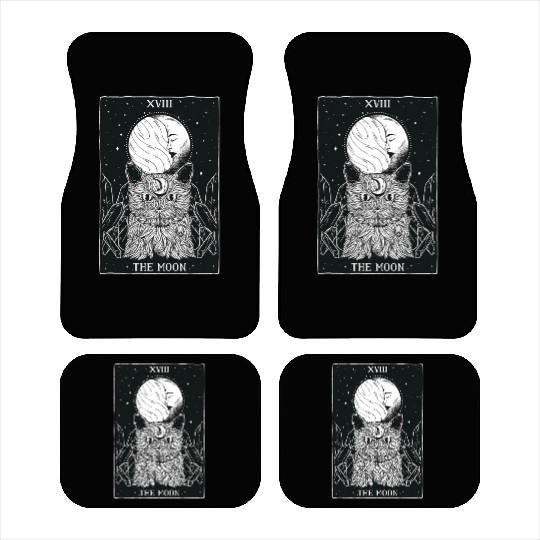 Tarot Card Crescent Moon And Cat Spooky Witch Occu Car Mats