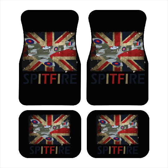 Spitfire WW2 Fighter Aircraft Airplane Union Jack Car Mats