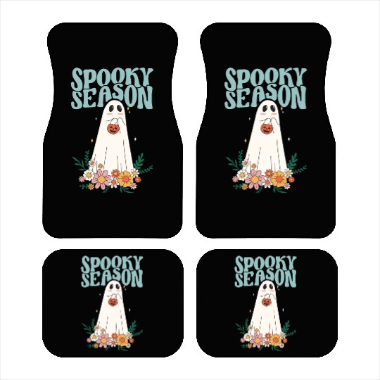 Funny Floral Ghost Halloween Spooky Season Car Mats