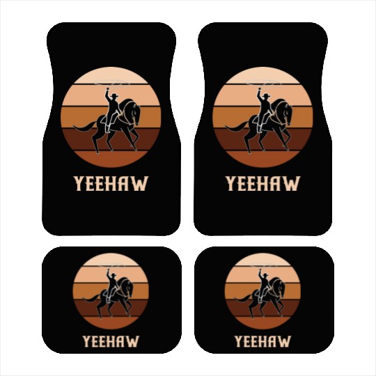 Yeehaw Cowboy Western Desert Cowgirl Horseback Car Mats