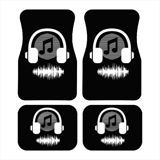 musica headphones novelty fun style 80s song Car Mats