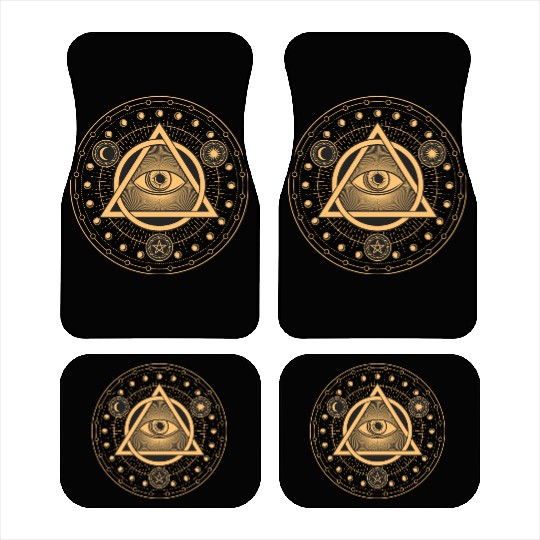 Rune Alchemy Circle with All Seeing Witchcraft Eye Car Mats