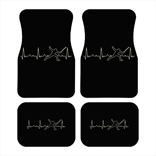 Fencing. Heart. Love. EKG. Pulse. Beat. Car Mats