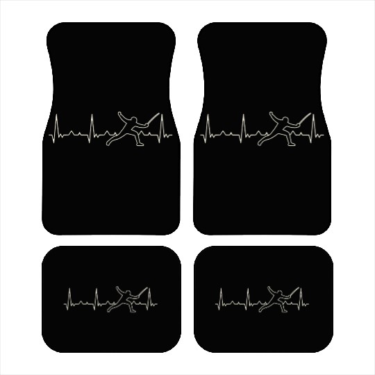 Fencing. Heart. Love. EKG. Pulse. Beat. Car Mats