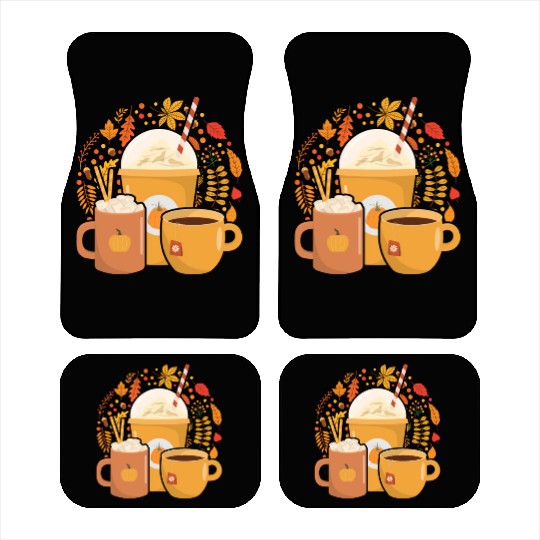 Fall Women Autumn Pumpkin Coffee Lover Car Mats