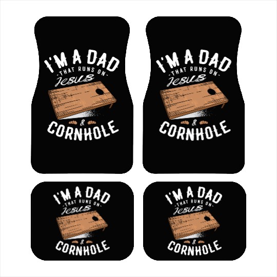A Dad That Runs On Jesus And Cornhole Christian Car Mats