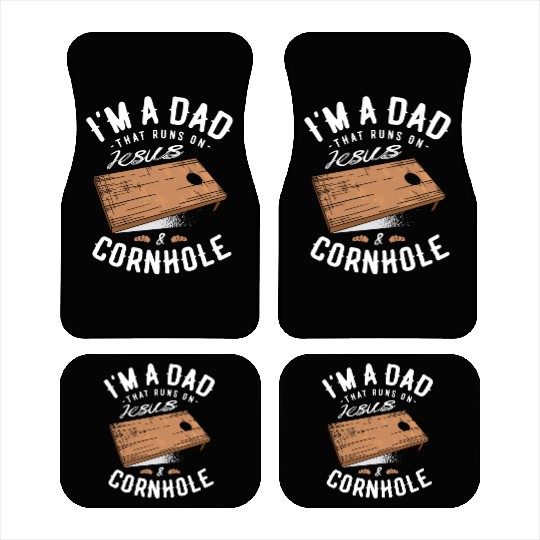 A Dad That Runs On Jesus And Cornhole Christian Car Mats
