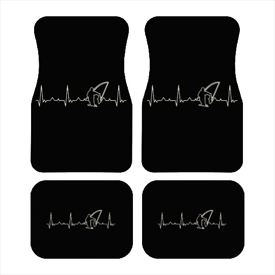Fisherman Fishing Fish. Heart. Love. EKG. Pulse. Car Mats