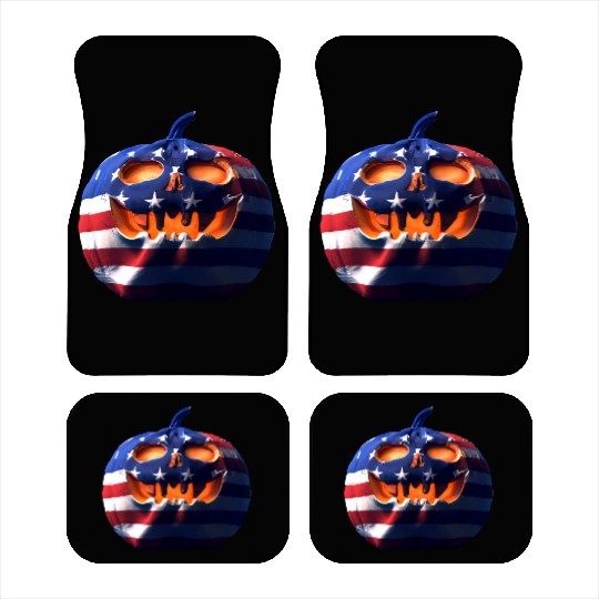 Halloween Pumpkin USA Car Mats