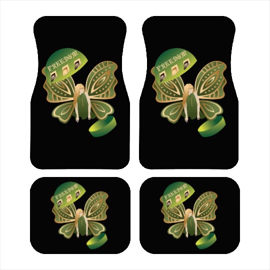 Abstract Woman Butterfly Freedom Green Car Mats
