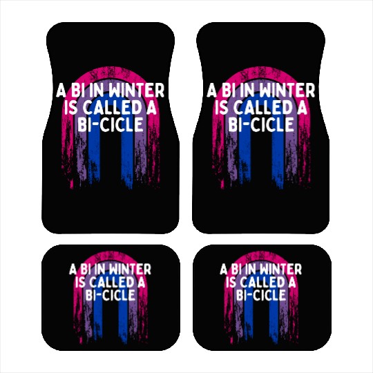 Bi in Winter Is a Bi-cicle Bisexual Pun Bi Pride Car Mats