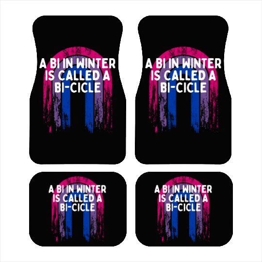Bi in Winter Is a Bi-cicle Bisexual Pun Bi Pride Car Mats