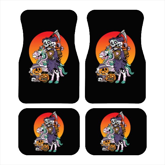 Unicorn Halloween Pumpkin Grim Reaper Car Mats