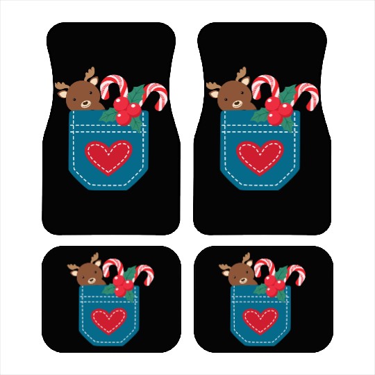 Christmas moose peppermint pocket Car Mats