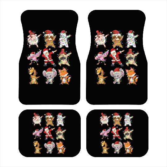 Dabbing Santa Animal Friends Christmas Kids Boys Car Mats
