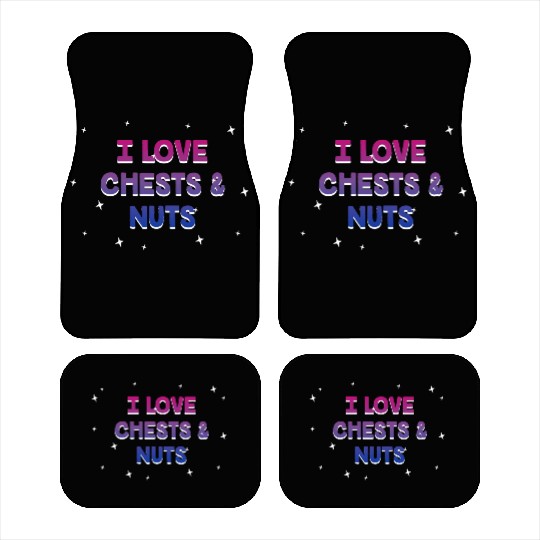 I Love Chests and Nuts Bisexual LGBTQ Bi Pride Car Mats
