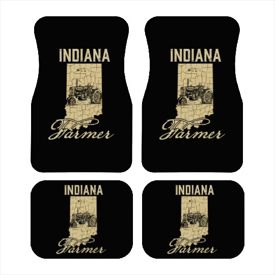 Indiana Farmer Tractor Lover State Map Farming Loc Car Mats