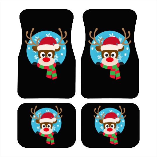 Cute Rudolph Red-Nosed Reindeer Christmas Design Car Mats