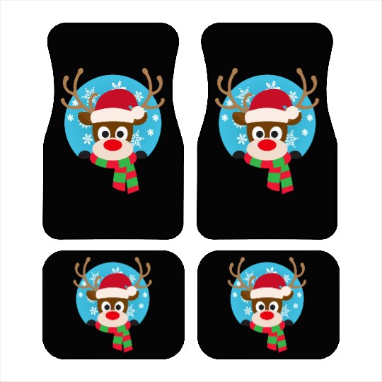 Cute Rudolph Red-Nosed Reindeer Christmas Design Car Mats