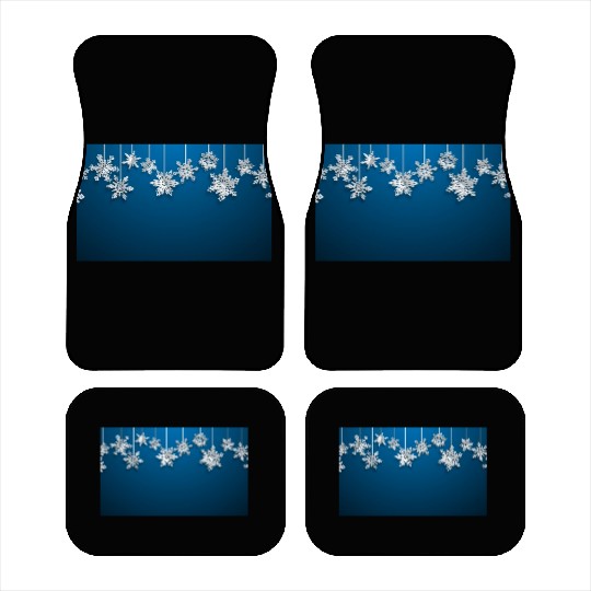 Elegant Hanging Snowflakes Navy Blue Car Mats