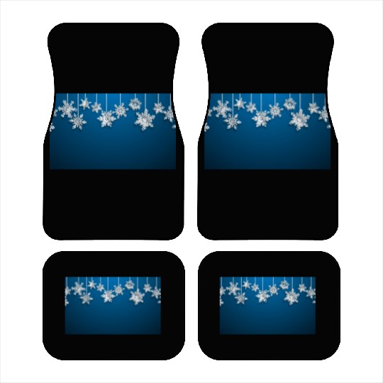 Elegant Hanging Snowflakes Navy Blue Car Mats