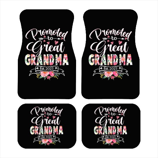 Promoted to Great Grandma Est 2022 Floral Car Mats