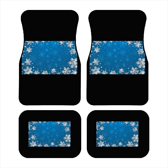 Winter Snowflakes Navy Blue Pattern Car Mats