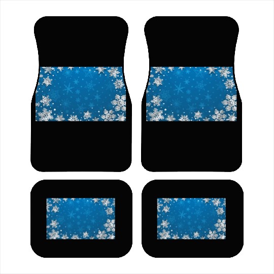 Winter Snowflakes Navy Blue Pattern Car Mats