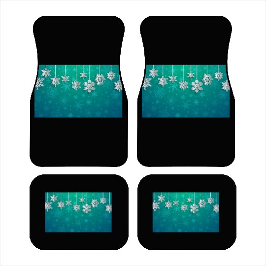 Elegant Hanging Snowflakes Teal Car Mats