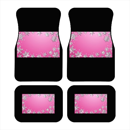 Winter Snowflakes Pink White Car Mats