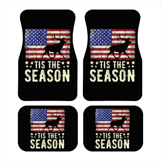 Tis The Season Retro American Flag Dear Hunting Car Mats