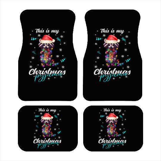 Winter Christmas Pyjama Raccoon Car Mats