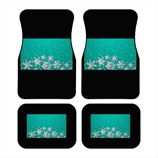 Teal Snowflakes Pattern Car Mats