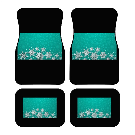 Teal Snowflakes Pattern Car Mats