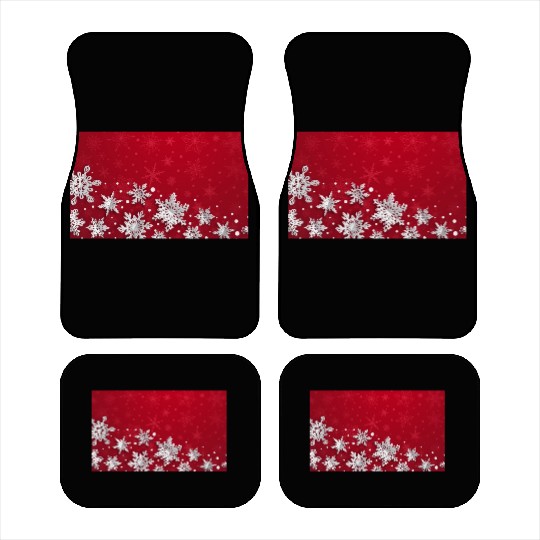 Modern Red Snowflakes Pattern Car Mats