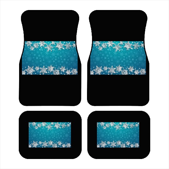 Elegant Teal Winter Snowflakes Pattern Car Mats
