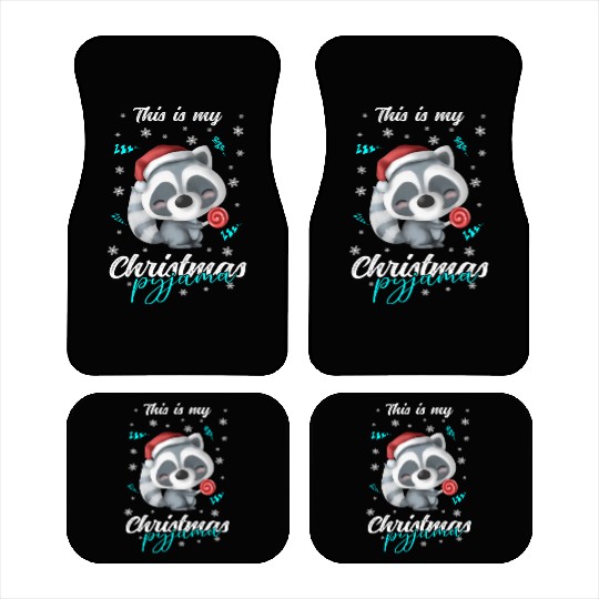 Winter Christmas Pyjama Raccoon Car Mats