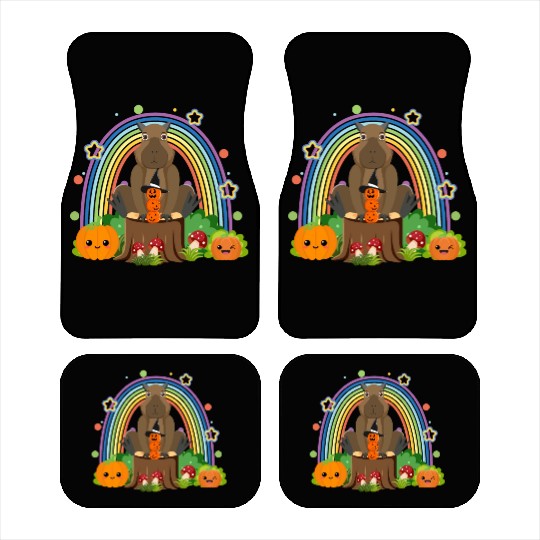 Capybara with a pumpkin Car Mats