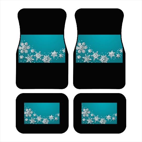 Christmas Snowflakes Teal Winter Car Mats