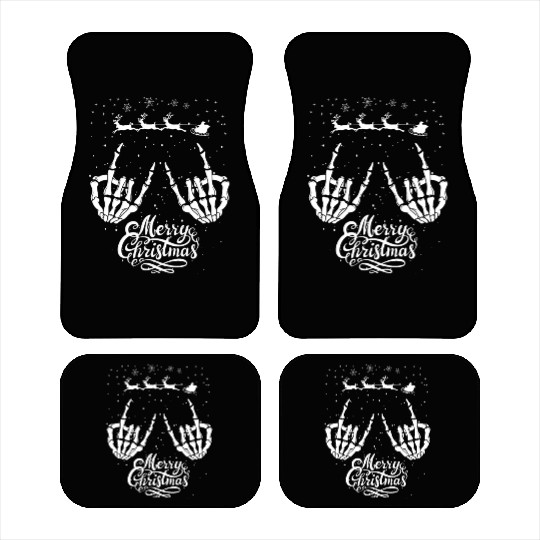 Rock On Rock Star Christmas Skeleton Hands Santa Car Mats