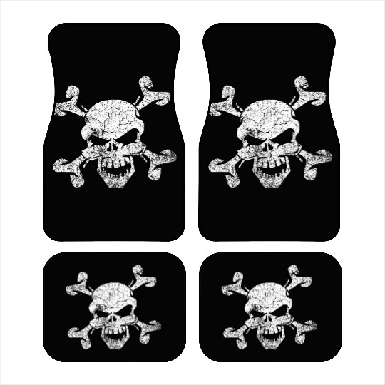 Distressed Skull And Crossbones Car Mats