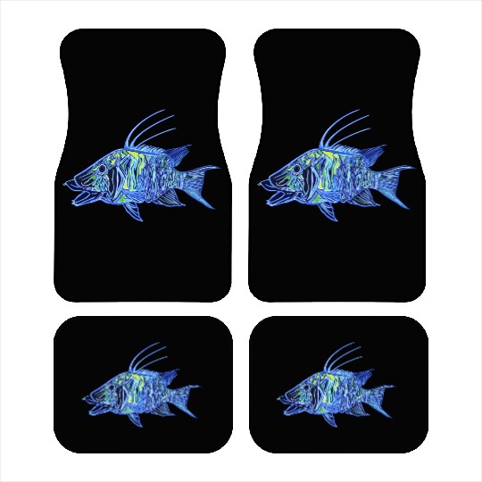 Neon blue green hogfish - funky fish designs Car Mats