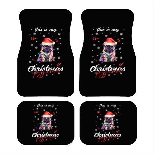 Winter Christmas Pyjama Pug Car Mats