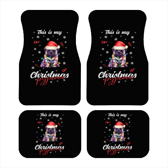 Winter Christmas Pyjama Pug Car Mats